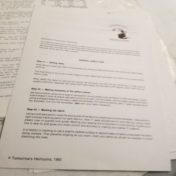 1985 Tomorrow's Heirlooms quilt patterns Pat033 - Picture 7 of 7